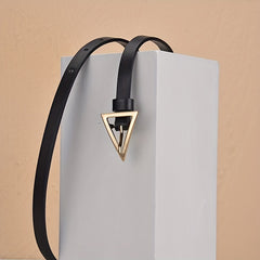 Triangle Metal Buckle Thin Belt Solid Women's Knotted Belt