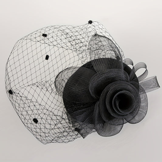 Mesh Flower Veil Handwork Fascinator for Tea Party Birthday Horce Racing Bridal