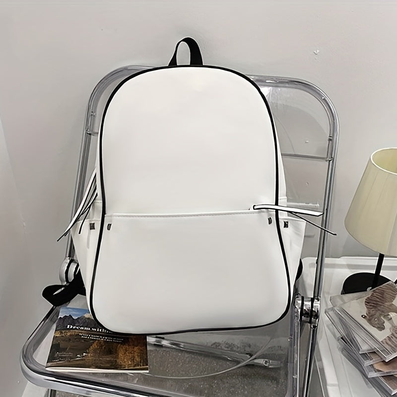 Minimalist Solid Backpack PU Leather Laptop Computer Backpack