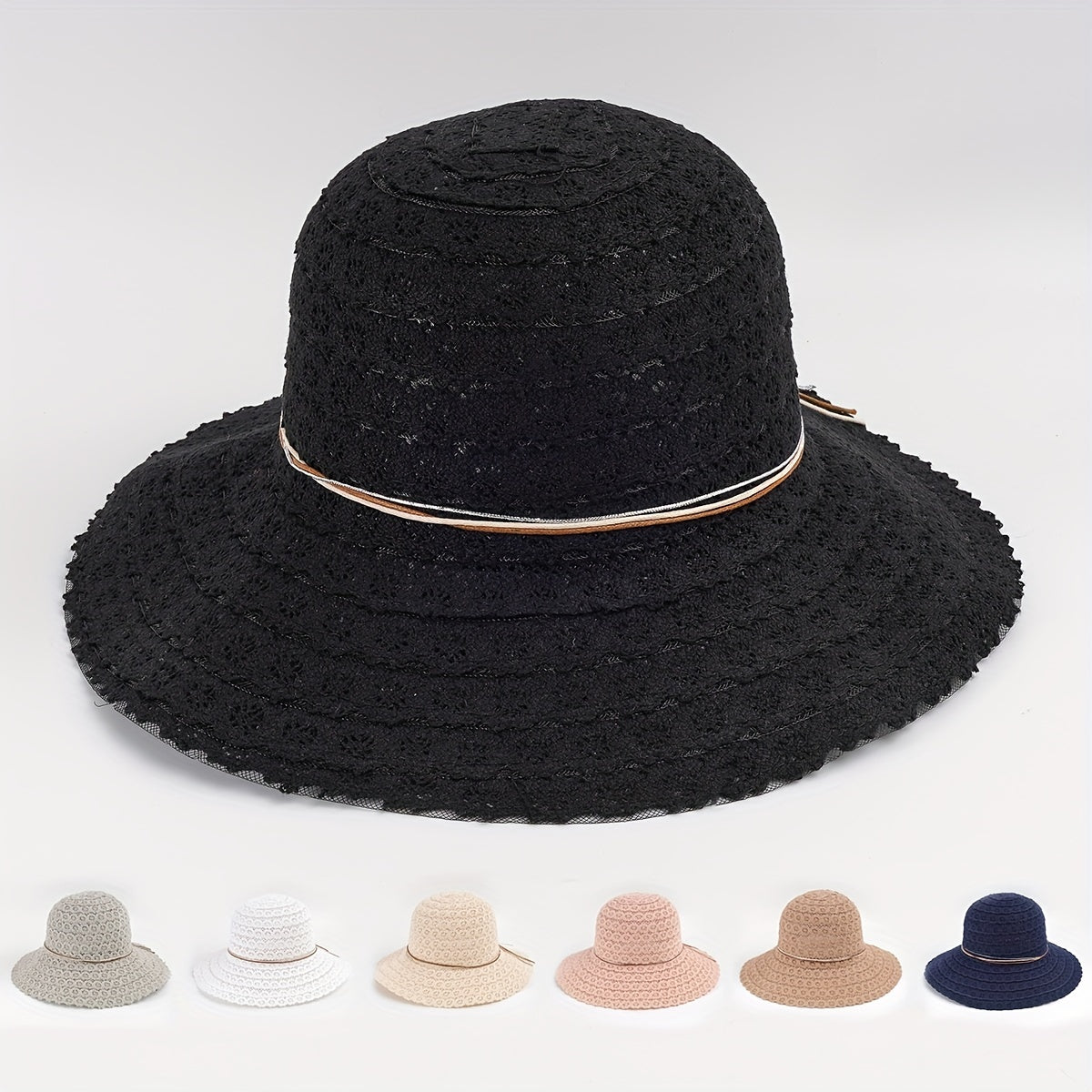 Lace Sun Hat Wide Brim Foldable Beach Hats For Women