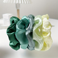 5pcs Silky Satin Hair Tie Green Ponytail Holder