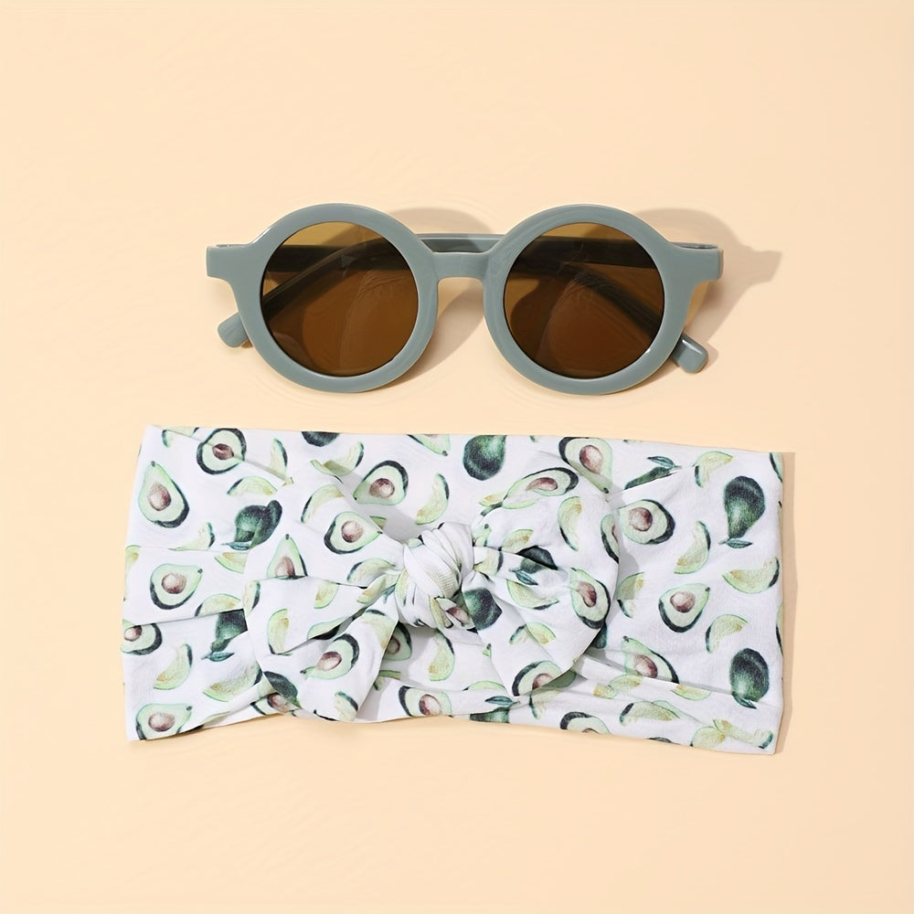 2pcs Fruits Floral Print Headbands & Sunglasses Set for Girls