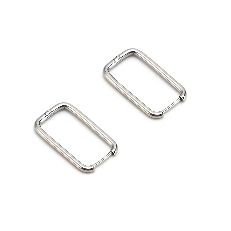 Rectangle Hoop Earrings 14K Plated Stainless Steel Women Earrings