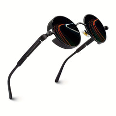 Retro Steampunk Style Sunglasses Round Metal Polarized Eyewear