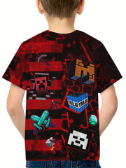 Boy's Cartoon Graphic T shirt Casual Slightly Stretch Breathable Novel Tee