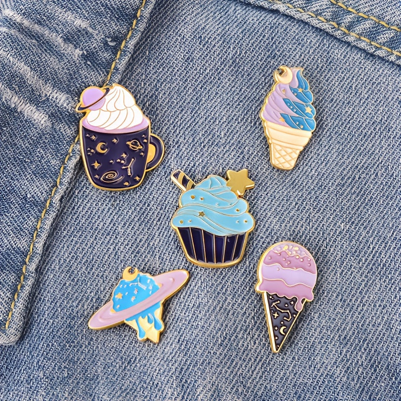 Ice Cream Cup Alloy Brooch Creative Cartoon Cone Shaped Baking Varnish Pin