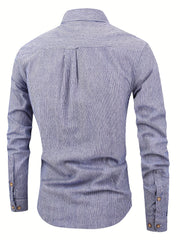 Stripe Print Men s Casual Long Sleeve Shirt With Pocket