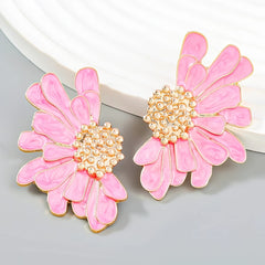 2pcs Alloy Flower Stud Earrings Vintage Style