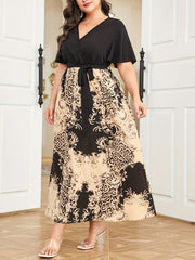  Colorblock Leopard Print Maxi Dress