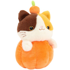 XL Pumpkin Cat Plush Toy Halloween Soft Stuffed Kitten Fluffy Body Plush Animal