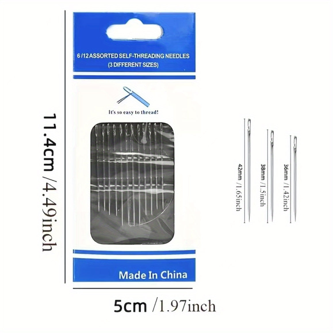 12pcs Side Opening Silvery Tail Blind No Needle Hand Sewing Kit
