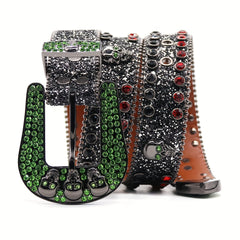 Skull Cowboy Y2K Leather Belt Rhinestone Pin Buckle Outdoor Gothic Hip Hop