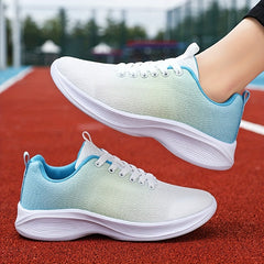 Ombre Lace Up Running Shoes Non Slip Mesh Sneakers for Casual Wear