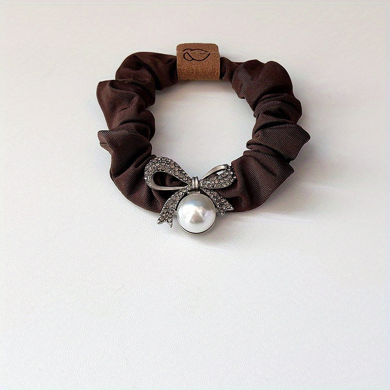 Rhinestone Boe Scrunchies Hair Tie Faux Pearl Hair Rope Elastic Ponytail Holder