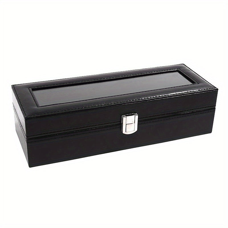 6 Slot Men's Watch Box PU Leather Display Storage Father's Gift