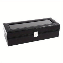 6 Slot Men's Watch Box PU Leather Display Storage Father's Gift
