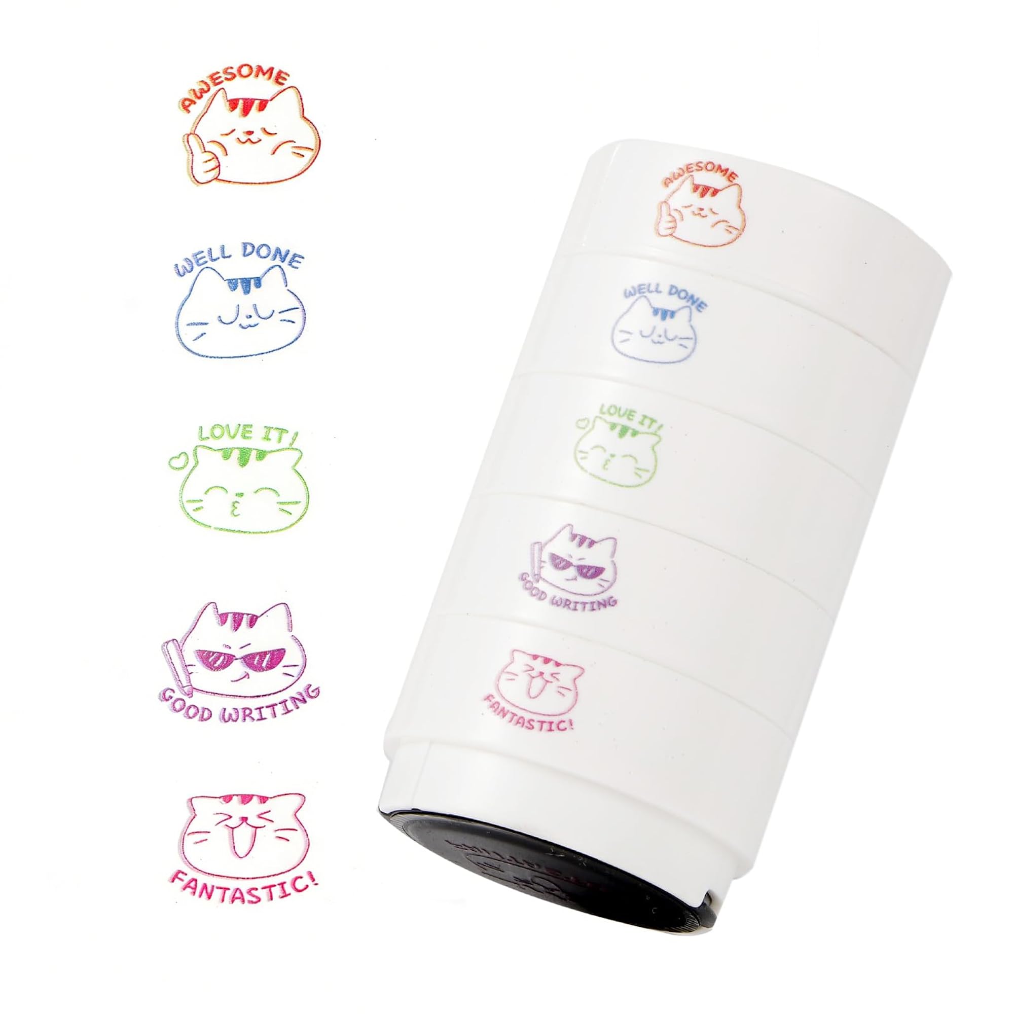 5-Ply Stackable Self Inking Teacher Stamps, Cute Cat Design – CRAZE