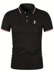 Men's Golfing Graphic Polo Shirt - Casual Stretch Lapel Button Up Polo