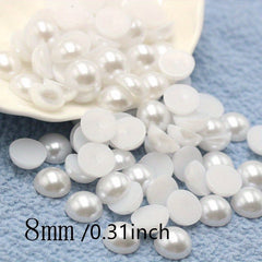 Mixed Size Pearls Acrylic Beads for Jewelry Making, Flat Back Scrapbook Beads