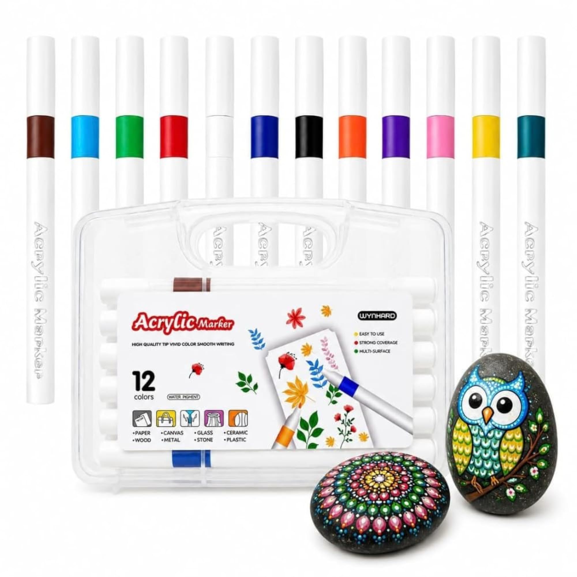 12Pc Acrylic Markers Pen Paint Set for Art Doodling & Drawing – CRAZE