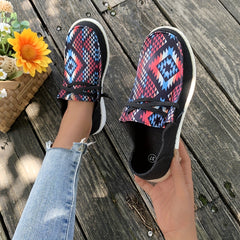 Women's Geometric Pattern Canvas Shoes Lace Up Lightweight Low Top Shoes