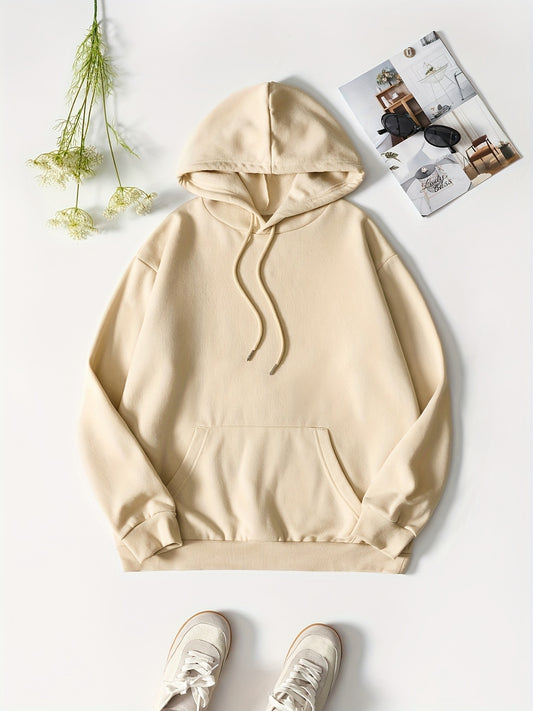 Casual Sports Hooded Sweatshirt Front Pocket Drawstring Hoodie Women's