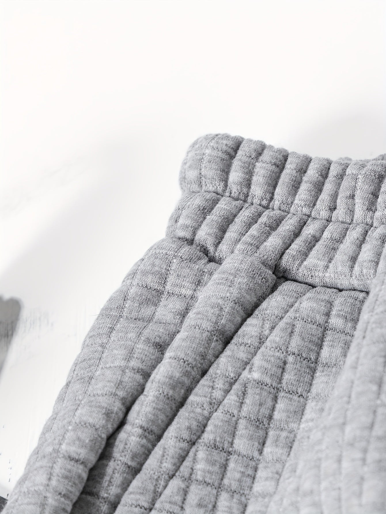  Solid Waffle Knit Joggers with Elastic Waist