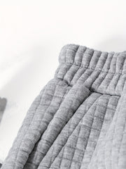  Solid Waffle Knit Joggers with Elastic Waist