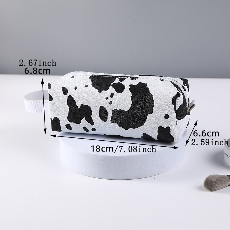 Cow Print Makeup Bag with Zipper Closure