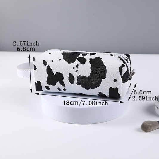 Cow Print Makeup Bag with Zipper Closure