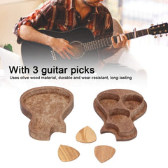 Wooden Guitar Picks Set With Case & 3 Picks