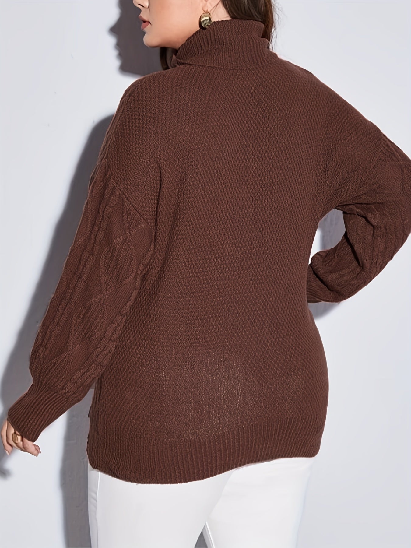  Casual Sweater Jacquard Ripped Turtle Neck Long Sleeve Sweater