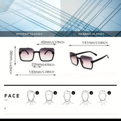 Square Semi Rimless Sunglasses Retro Gradient UV400 Sun Shades