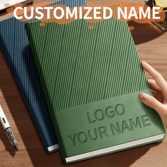 Personalized A5 Softcover Notebook with Name & Logo - Green/Red/Orange/Gray