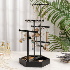 Emfogo Earring Organizer Triple Rods 5 Layer Jewelry Holder Stand