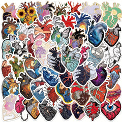 50pcs Cartoon Art Heart Graffiti Stickers for Laptop Helmet Water Cup DIY