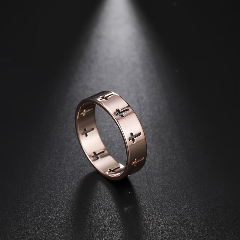 Cross Ring 18K Plated Stainless Steel for Women Girls