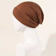 Double Layer Turban Cap Elastic Solid Head Wrap Casual Bonnet Head Scarf