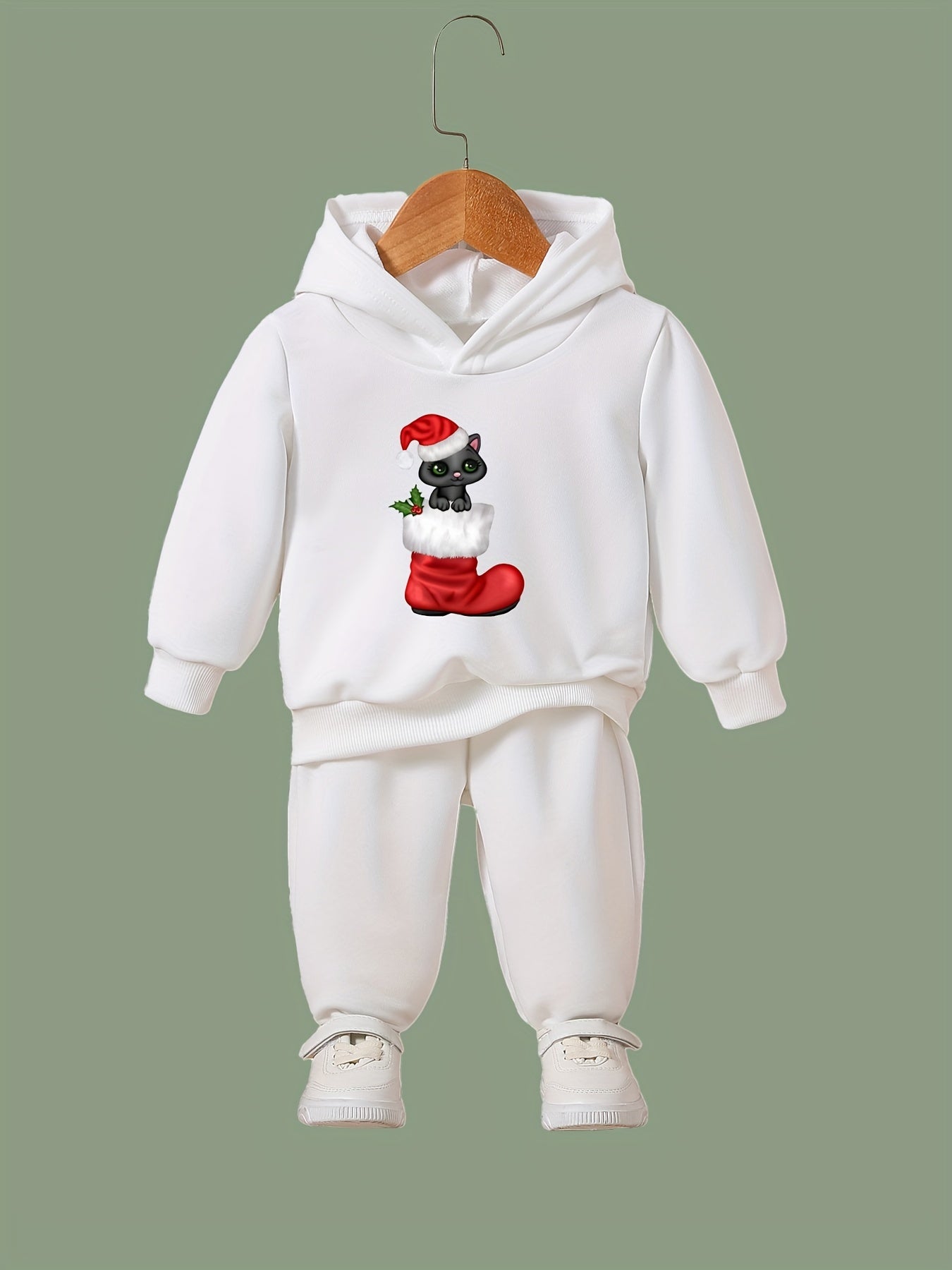 OERYUI 2pcs Kitty & Christmas Hoodies Pants Set For Kids Spring Fall Sports