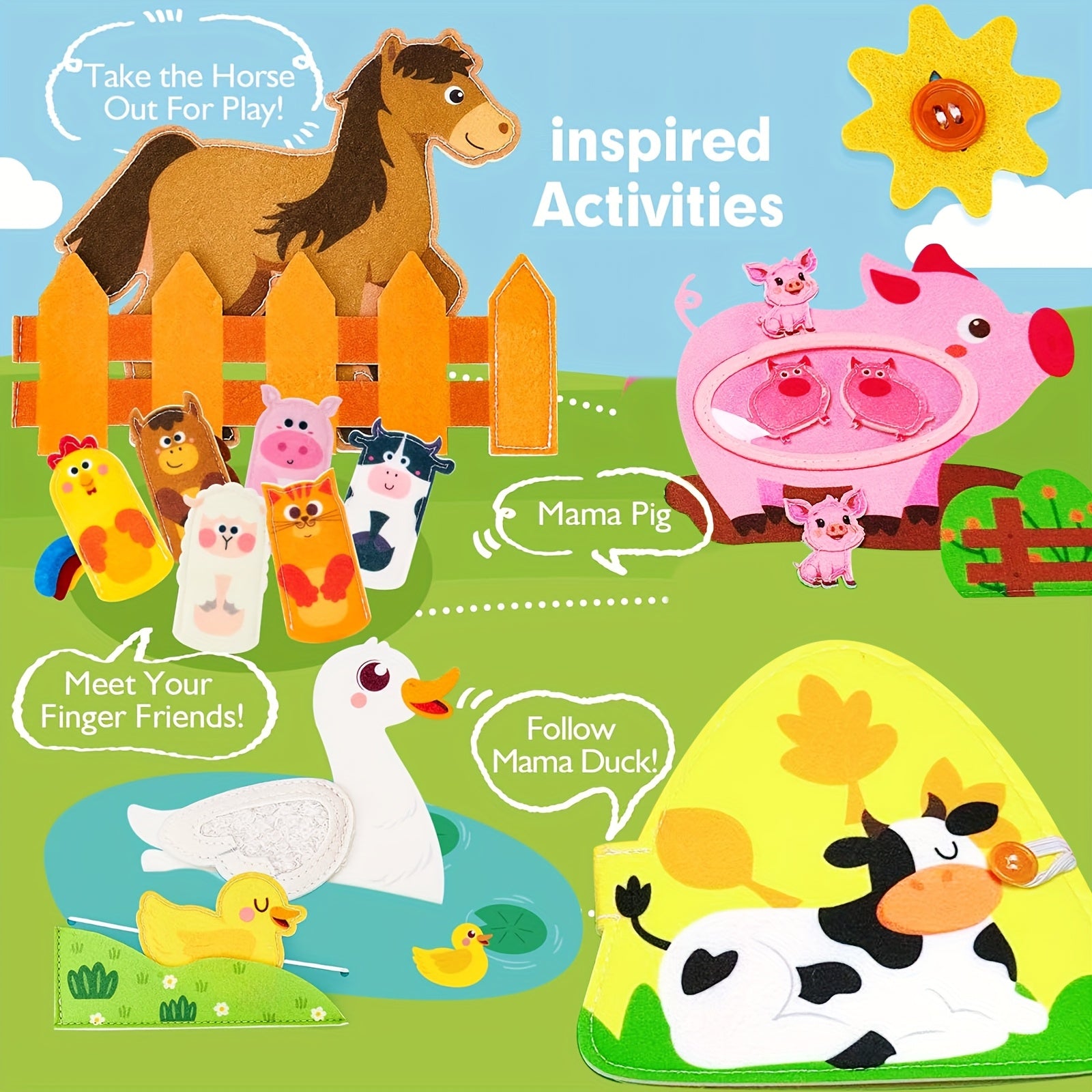 Farm Storybook: Busy & Quiet Book with Sensory Activities for Kids