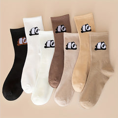 7 Pairs Panda Print Socks Breathable All Match Stockings