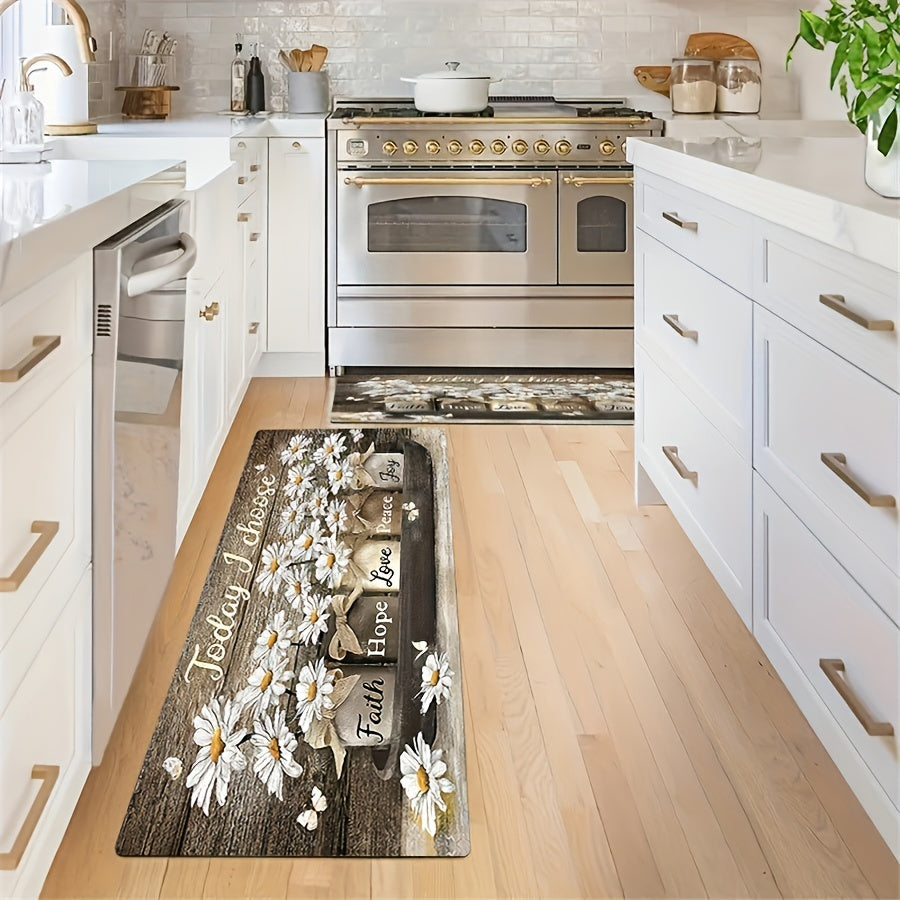 Flower Pattern Washable Floor Mat for Year Decor