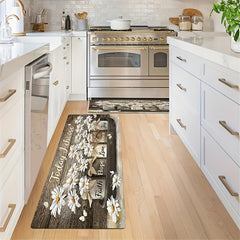 Flower Pattern Washable Floor Mat for Year Decor