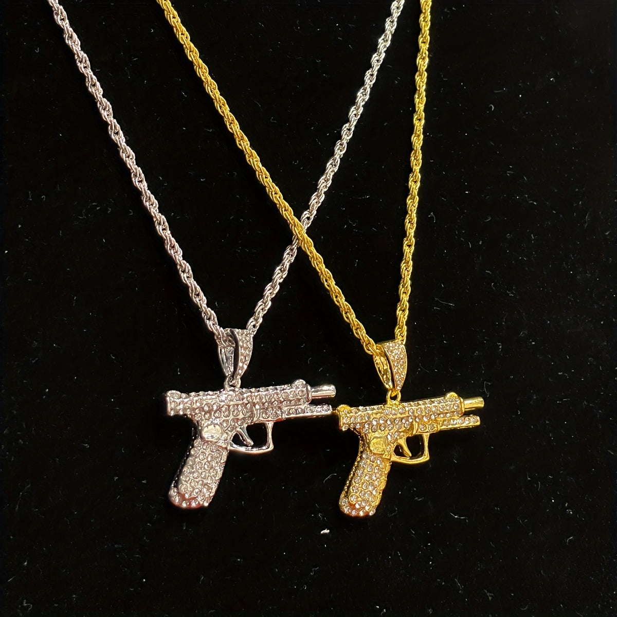 Zircon Inlaid Small Pistol Necklace Hip Hop Fashion Jewelry