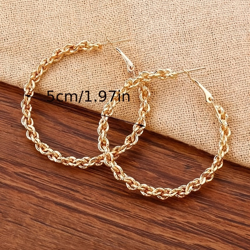 Chunky Chain Hoop Earrings 18K Plated Alloy Ear Jewelry Decorations