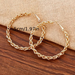 Chunky Chain Hoop Earrings 18K Plated Alloy Ear Jewelry Decorations