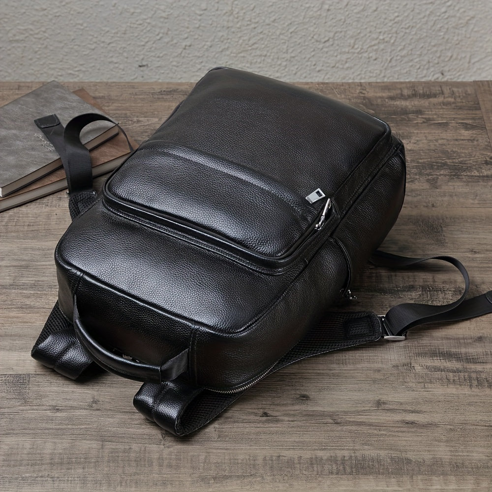 Casual Leather Backpack Large Capacity Outdoor Backpack With USB Charging