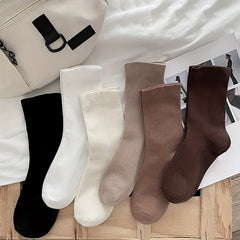 6 Pairs Solid Socks Comfy & Breathable Women's Stockings