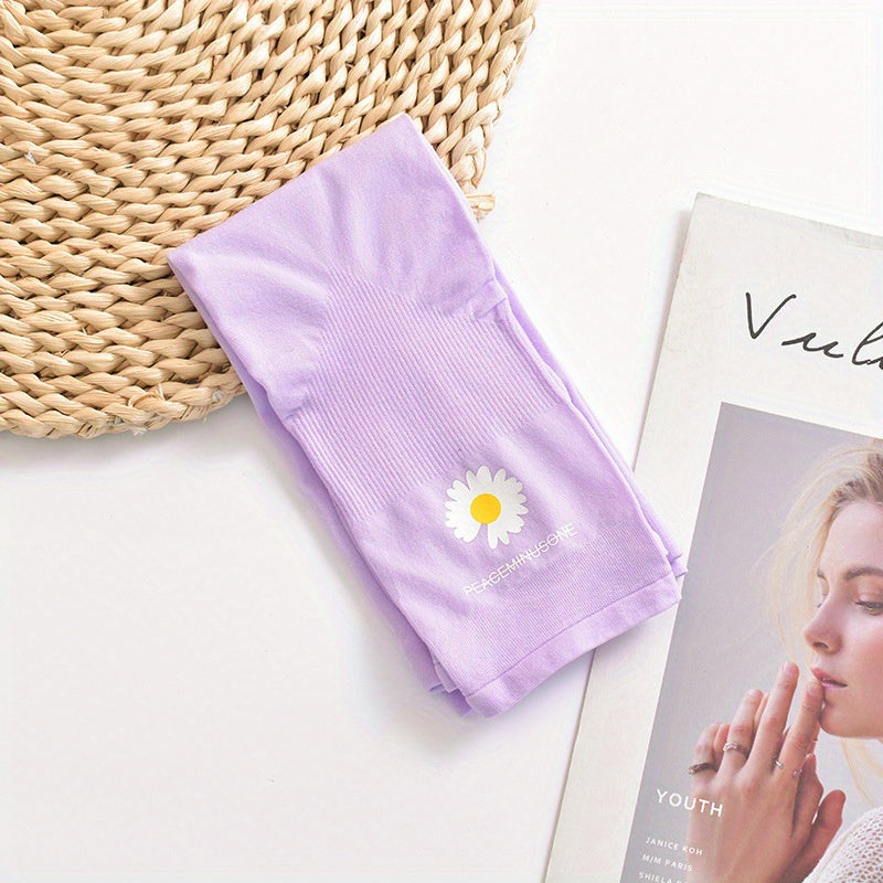 Daisy Print Fingerless Arm Sleeves Sunscreen Gloves