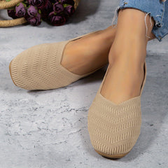 Women's Knitted Ballet Flats Comfy Slip On Shoes